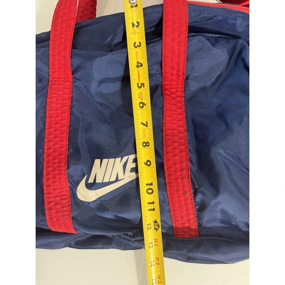Vintage 1970s NIKE Blue Red Duffle Gym Bag Taiwan Made YKK Zippers - RARE BAG